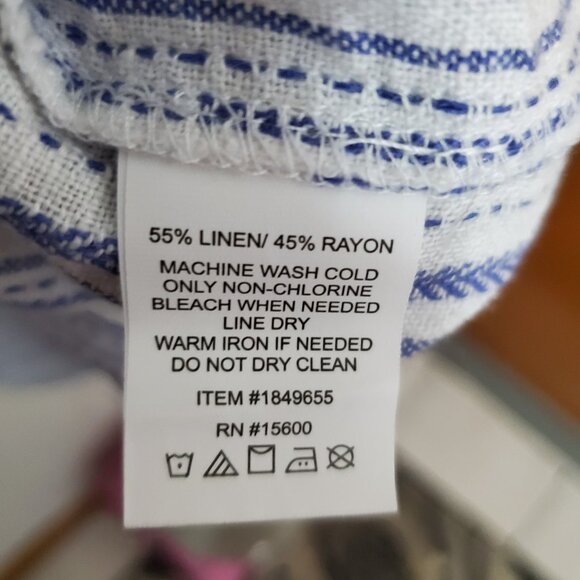 Briggs Women's Linen Blend Size XS Tiered Flutter Cap Sleeve Dress White Blue - Picture 11 of 15